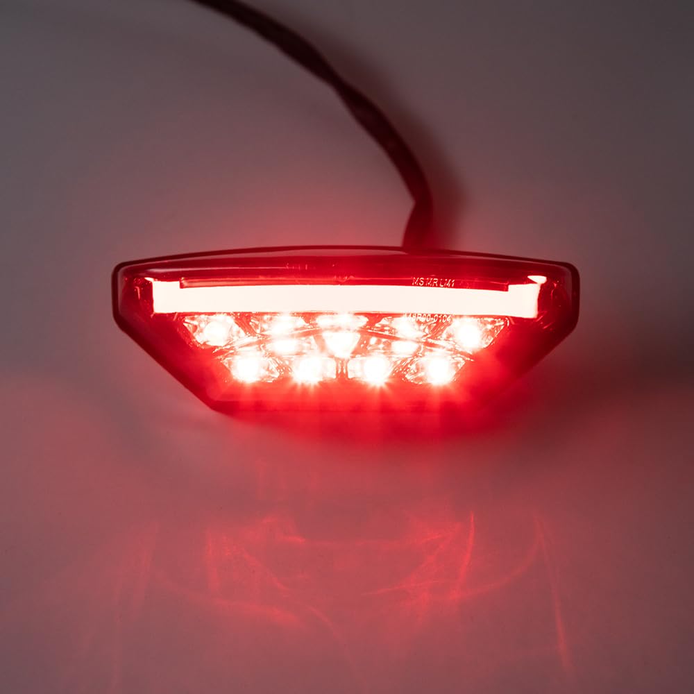 Moto Feu arrière LED rouge Feu stop arrière Plaque d'immatriculation Feux diurnes Universel pour 12V Moto Scooter ATV Quad Bike Tricycle (Gris)