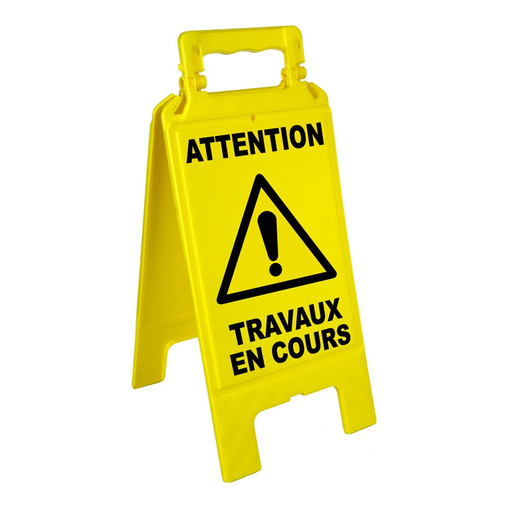 Novap - Chevalet ou panneau de signalisation - Designation.Attention travaux en cours - Coloris.Jaune -