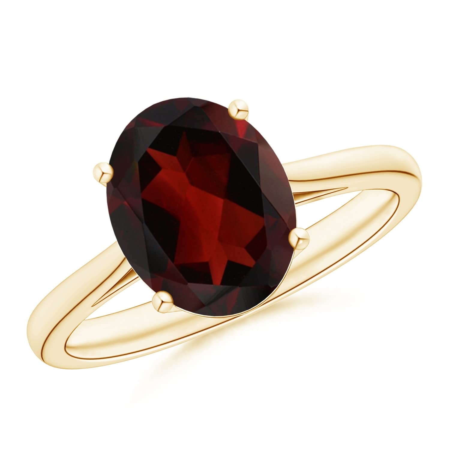 Angara Oval Solitaire Garnet Cocktail Ring (10x8mm Garnet) - January Birthstone