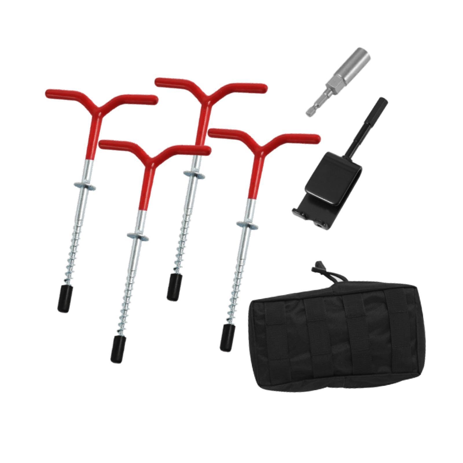 Menolana 4Pcs Ice Anchor Drill Adapter, Ice Fishing Anchors Ground Nails Accessories, Sturdy Equipment Tent Stakes Fishing Anchor Tool, with Socket