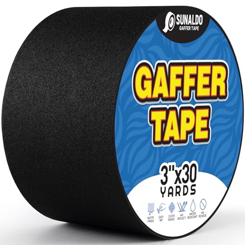SUNALDO Heavy Duty Gaffers Tape 3" x 30yds Black