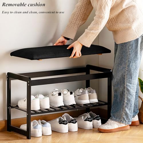 Banc de rangement pour chaussures pour optimiser les petits espaces avec un meuble en bambou - 6