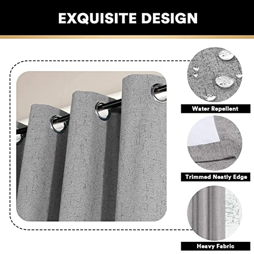 Image of PrinceDeco Blackout Curtains for Living Room 100 Percent Blackout Curtains for Sliding Glass Doors Patio Curtains for Sliding Door Anti Rust Grommet Room Divider Curtains,W100 X L108 Inch,Light Grey