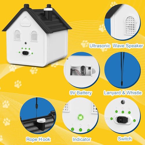Dispositivo antilatido, 3 níveis ajustáveis de controle de latido de cachorro, 1,5 m, à prova d'águ
