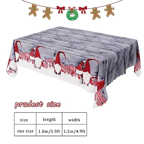 Fantasyon 180 x 150 cm Rectangular Christmas Table Cloth Large Washable Tablecloths Waterproof Grey Xmas Cover Wipeable for Decorations Party Supply - Image 2