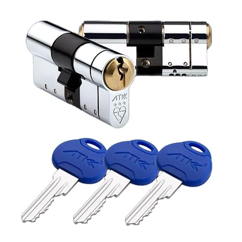 Avocet ATK 3 Star Door Lock Diamond Rated Ultra Secure Euro Cylinder Police Approved, Secured by Design, 50/50 Chrome, Regular