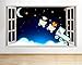 Produktbild tekkdesigns G720 Night Train Tiere Kinderzimmer Fenster Wand Aufkleber 3D Kunst Aufkleber Vinyl Raum
