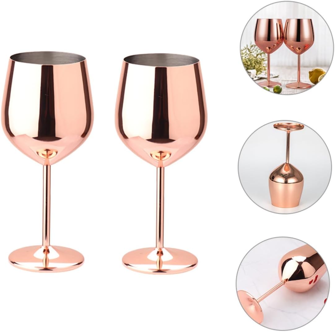 2pcs Stainless Steel Red Wine Glasses Unbreakable Cocktail Goblets for Drinks
