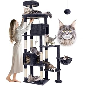 F83 Giant Cat Tree, 83 inch Cat Tree for Indoor Cats Large Adult, XXL Cat Tower with 9 Scratching Posts for 20lb+ Heavy Duty Large Adult Cats, Dark Grey
