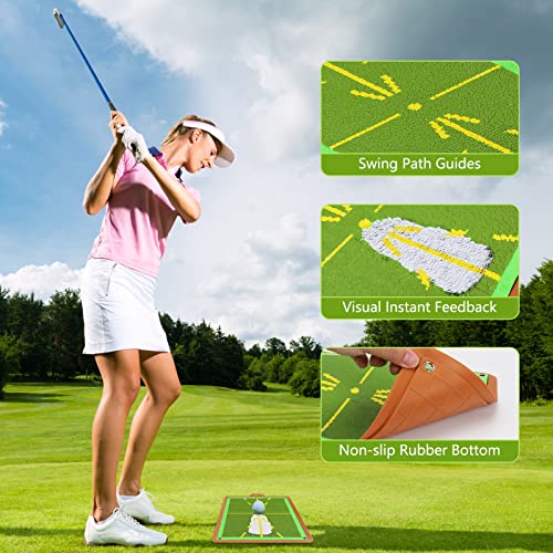 Golf Training Mat For Swing Detection, Path Visual Feedback Golf Swing Mat, Premium Golf Impact Mat, Path Feedback Golf Practice Mats, Advanced Golf Hitting Mat For Indoor/Outdoor #TOP1