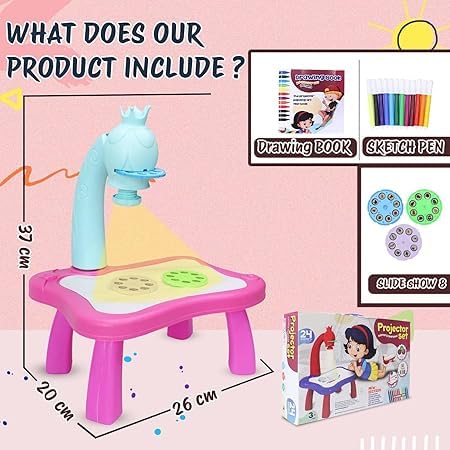 Image of Prime Projector Lamp Painting Set Child Trace and Draw Projector Toy Learn to Draw Playset for Toddlers Kids Projection Drawing Board Projector Table (Projector Lamp), Multicolor