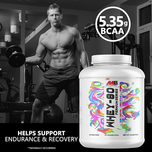 Image of MB Muscle Builder's Whey 80 Protein Supplement Powder With Digestive Enzyme | BCAA | Whey Protein | - (Chocolate, 4.4 Lbs)
