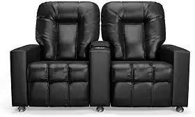 Poltrona do Papai Reclinável 2 Lugares Sala de Cinema Arsenal Manual PU Preto G23 - Encantum