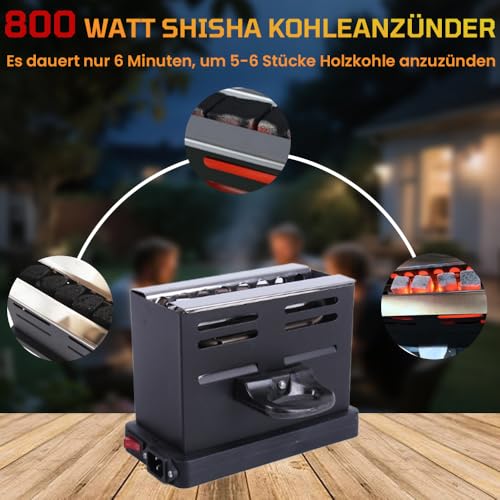WRQIOO Elektrischer Kohleanzünder, 800 Watt kohlegrill toaster mit Zange, mit Dreiseitiges-Hitzesystem, Grillanzünder Elektrisch
