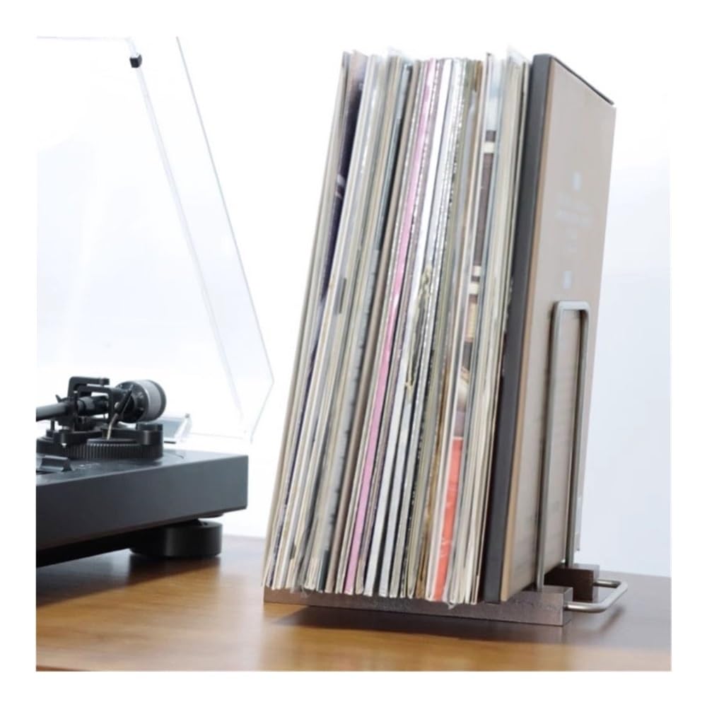 Estante para discos de vinilo, soporte de exhibición de metal para hasta 20 álbumes de LP, decoración de escritorio y oficina, caja de CD, perfecto para los amantes de la música y coleccionables