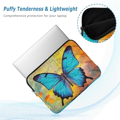 Funda para portátil de 13-14 pulgadas azul mariposa vintage miniatura 5