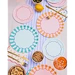 xo, Fetti Italian Summer Paper Plates - 32 pk, 16 9" plates + 16 7" plates | Bachelorette Party Decorations, Last Toast Coast, Birthday Party Supplies, Flower Baby Shower, Stripe Cake Plates - Image 3