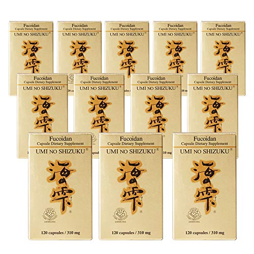 12 Bottles of Umi No Shizuku Fucoidan Capsule Pure Seaweed Extract Enhanced with Agaricus Mushroom Optimized Immune Support Health Supplement