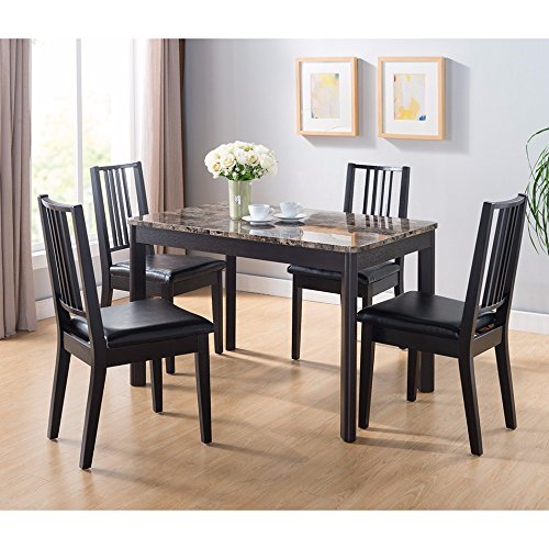 Benzara Faux Marble Top Splendid Dining Table, Dark Brown #TOP25