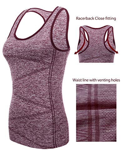 Disbest Yoga Tank Top, Women's Performance Stretchy Quick Dry Sports Workout Running Top Vest with Removable Pads - Thumbnail 4