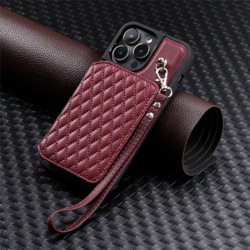 Étui en cuir iPhone 14 Plus ENILSA protection intégrale rouge chic avec porte-cartes