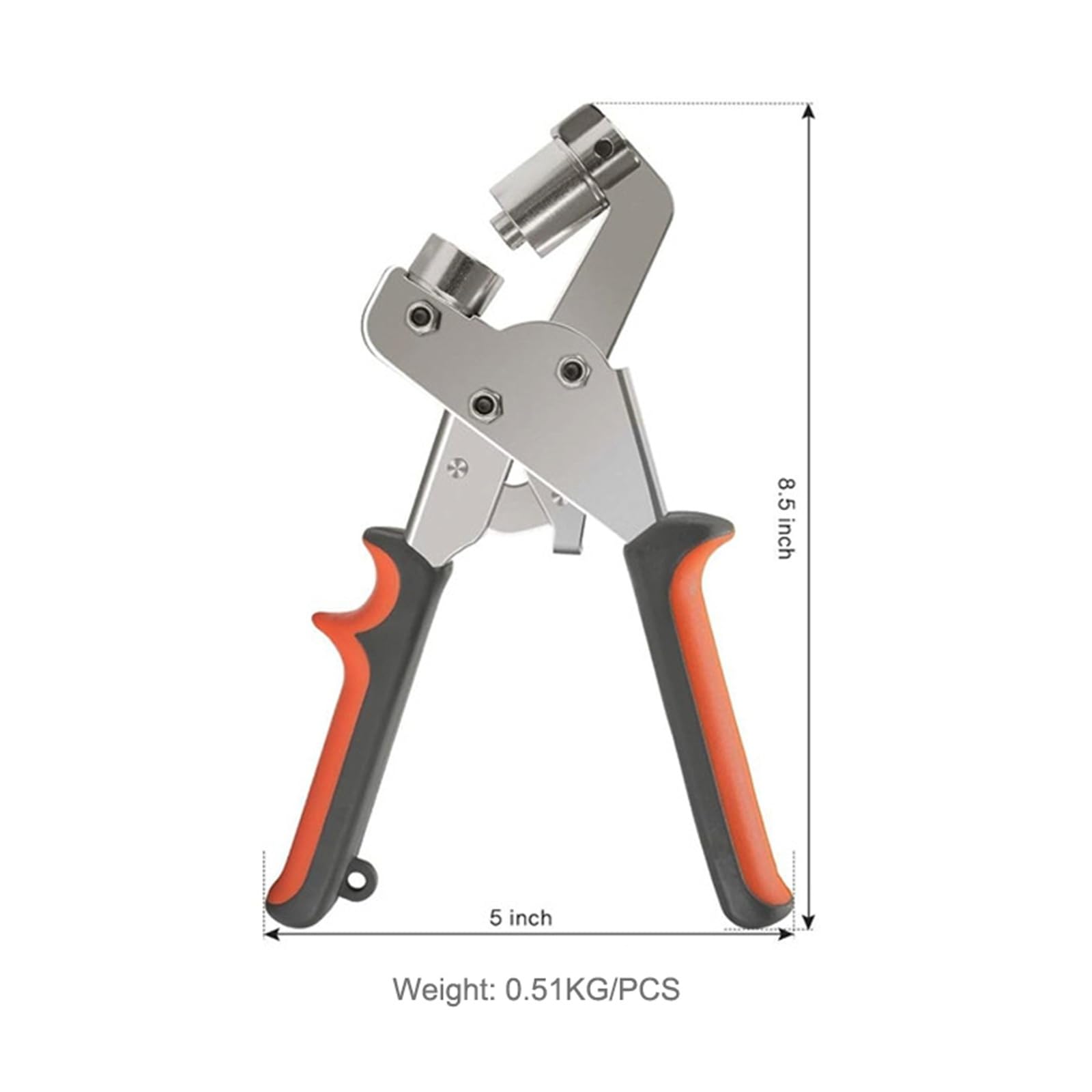 Pinze portatili per occhielli, in acciaio inox, senza sforzo, installazione manuale per occhielli, rivetti, bottoni su pelle, tela, teloni e tessuti (50 set e strumenti, 6 mm)