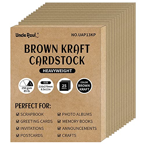 Brown Kraft Cardstock - 8.5'' X 11'' 85Lb Cover Card Stock Heavyweight Paper Perfect For Scrapbooks, Art, Crafts, Business Cards 25 Sheets 250Gsm Uap13Kp #TOP25