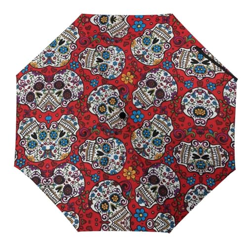 Parapluie pliable mexicain compact et solide avec motif crâne