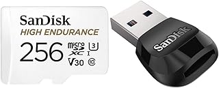 SanDisk 256GB High Endurance Video microSDXC Card with Adapter for Dash Cam and Home Monitoring Systems - C10, U3, V30, 4K UHD, Micro SD Card & MobileMate USB 3.0 microSD Card Reader