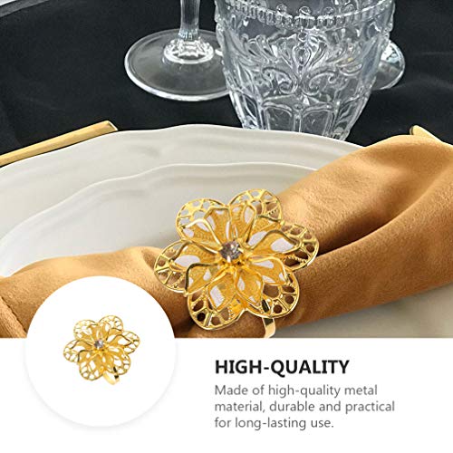 HEMOTON 24 stuks bloemenservettenringen legering goud servet gespen servetringen bloemen strass servethouder voor kerstdiner bruiloftsdecoratie - Image 4