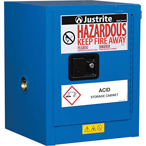 Justrite 860428 Countertop Hazardous Material Steel Safety Cabinet, 4 Gal, Steel, Blue #TOP13