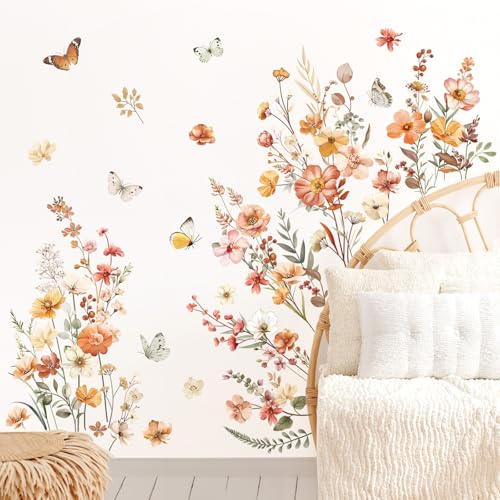 Boho Flower Wall Decals for Girls' Bedroom and Living Room Decor
| Wildflower Wall Stickers for Baby Nursery and Girls' Bedroom Decor
| Garden Floral Butterflies Decals for Girls' Bedroom and Living Room Decor