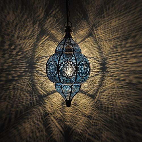 Moroccan Modern Hanging Blue Ceiling Light Lantern Lamp for Home Decor