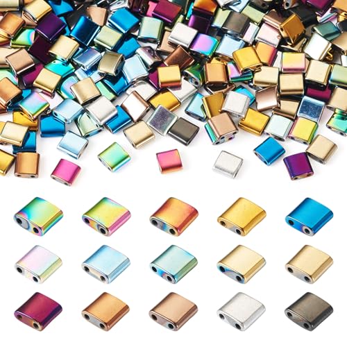 Spritewelry Lot de 225 perles Tila de 5 mm en hématite à 2 trous pour fabrication de bijoux