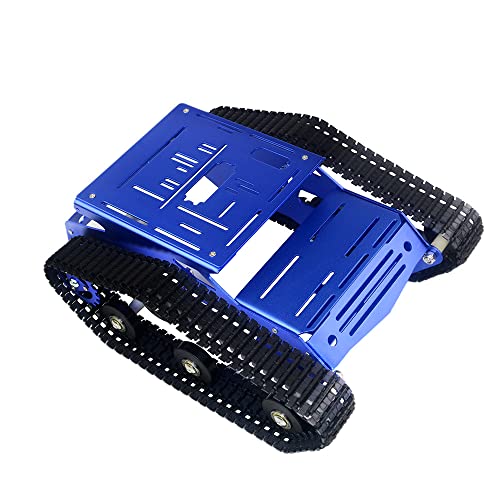 Image of Smart Robot Car Chassis Kit Aluminum Alloy Big Tank Chassis with 2WD Motors for Jetson Nano /Raspberry Pi /Arduino DIY STEM Education Projects and ROS Research (Blue, with DC Motor)