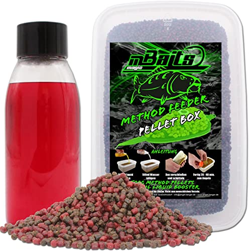 Angel-Berger Magic Baits Méthode Feeder Pellet Box Pellet Set (500g, Red Garlic) Cover