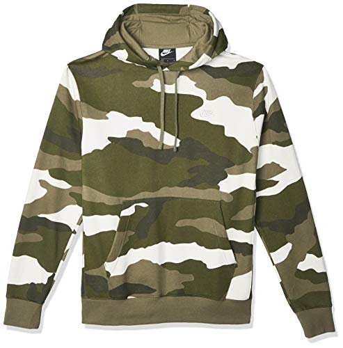 Nike NSW Club Hoodie Pullover Camo Medium Olive/Medium Olive/Summit White MD