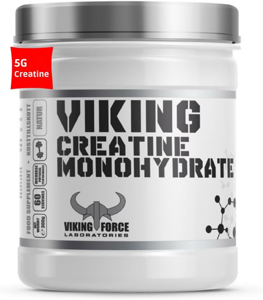 VIKING FORCE Creatine Monohydrate- Natural Flavour weight gainer, 300g, 60 servings, Increase physical performance