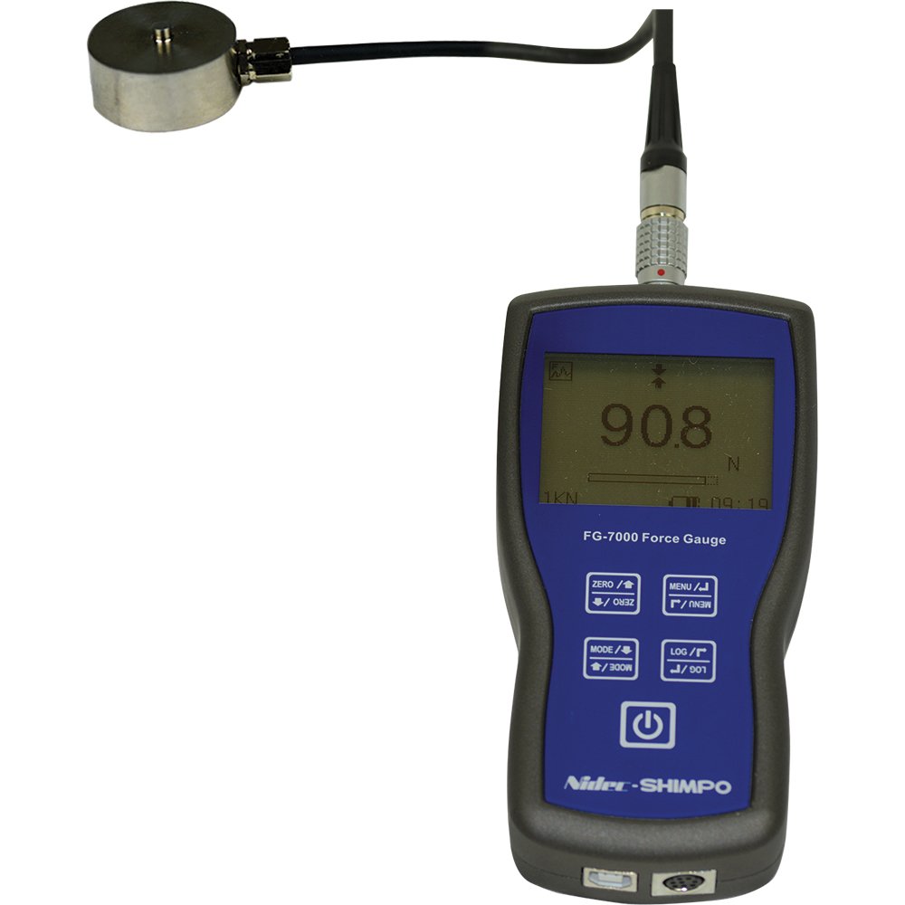 NidecShimpo FG7000LM100 Force Gauge with Remote MiniRing Sensor, 22000 lb, 022 klb., 0.2
