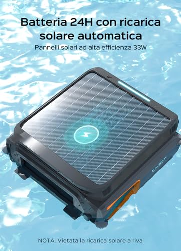 Miniatura 6 de Wybot F1 Skimmer Piscina Con Energía Solar Y Batería, Limpia La Superficie Del Agua Automáticamente, App Inteligente, Funciona 24h, Para Toda Piscina-Robot Piscina Sin Cables,Naranja Oscuro