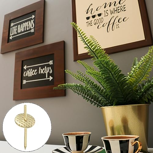 Image of uxcell Picture Hangers, 45pcs 20lbs - Metal Picture Hanging Kit, Nail Hooks for Home Office Hanging Photo Clock Mirror Decorations (Gold)