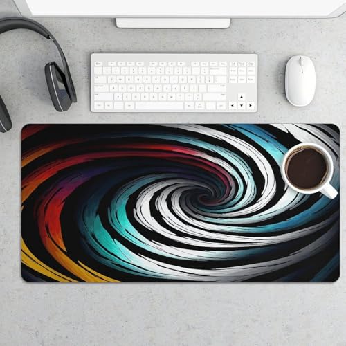 Alfombrilla de escritorio grande de caucho Abstract Circle Swirl miniatura 5