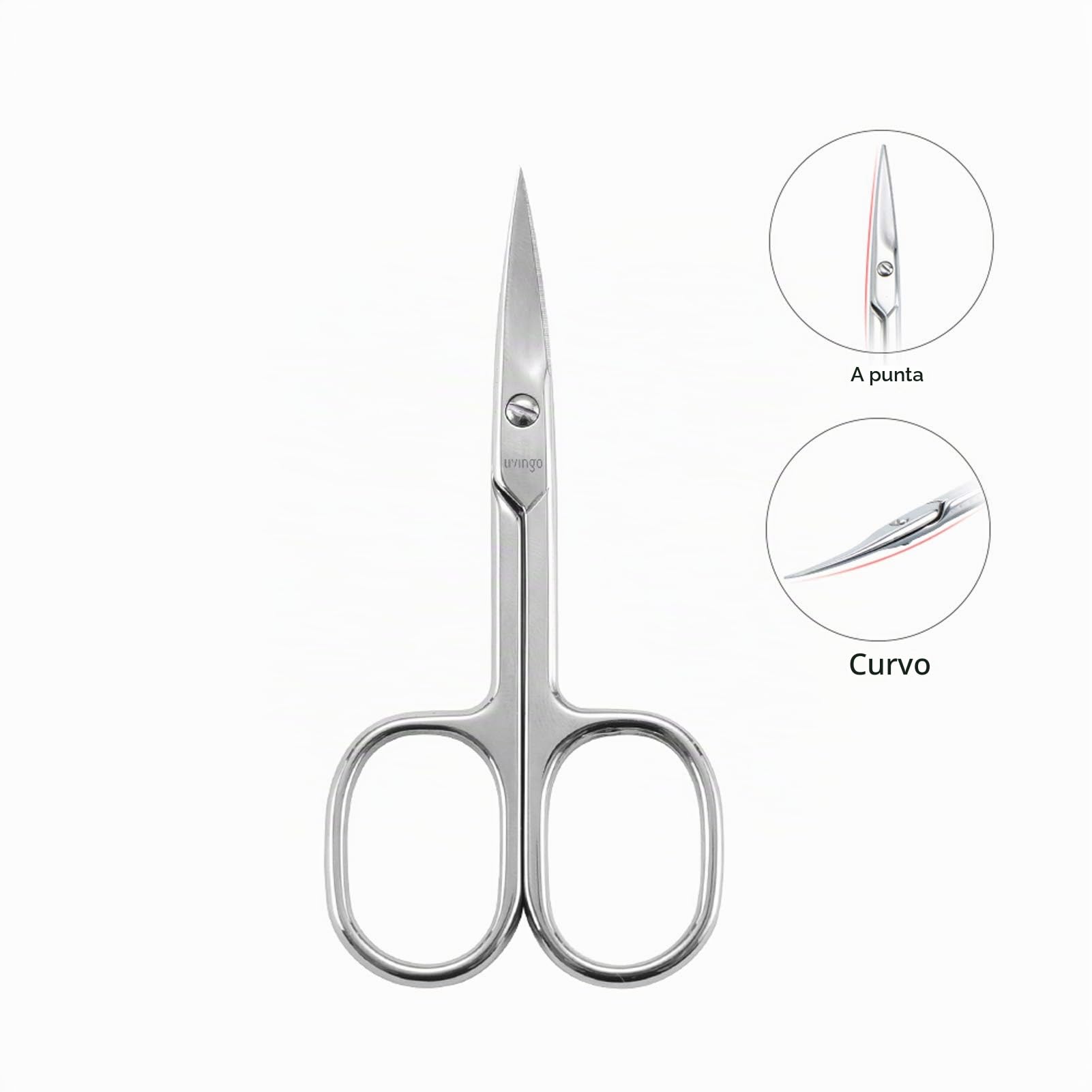 LIVINGO Forbici per manicure di alta qualità, multiuso, in acciaio inox, per cuticole e pedicure, kit di bellezza per unghie, unghie, sopracciglia, ciglia, pelle secca, lama curva da 9 cm