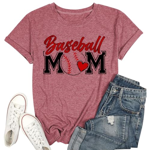 Baseball Shirt Women Baseball Mom Shirts Mama Tshirt Game Day Casual Short Sleeve Tops