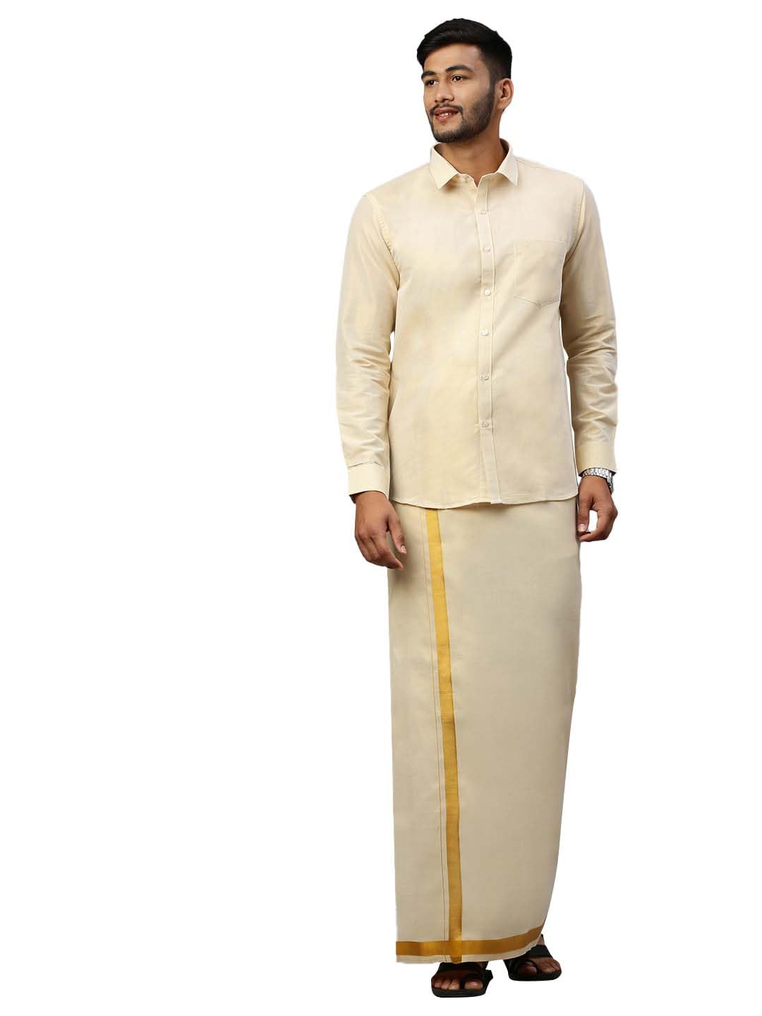 RAMRAJ COTTON Men Tissue Shirt and Dhoti set|Ideal for Festival and Wedding Occassion - Review, Price and Buying Guide