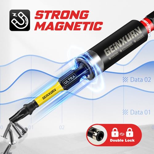 Image of Geinxurn 53pieces Impact Magnetic S2 Steel Screwdriver Bits Set, with Mini Wrench, Bit Holder, Square Drive and Impact Socket Adapter with Storage Box for Repair&DIY
