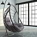 Produktbild Kideo Komplettset: Grauer Hängesessel mit Gestell & Kissen, Schwingsessel, Poly-Rattan, Loungemöbel, Lounge anthrazit