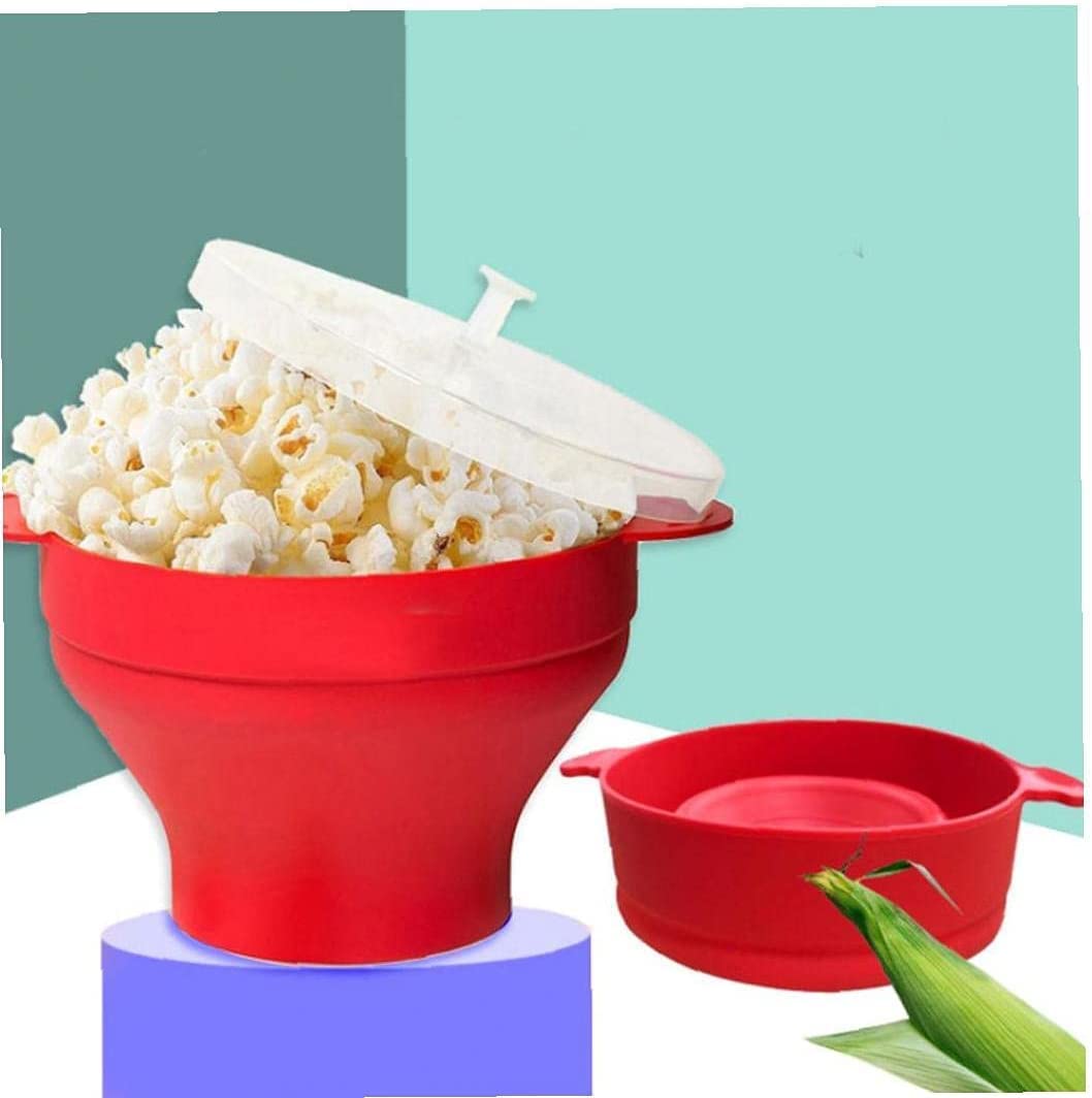 2 Stück Home Mini Mikrowelle Popcorn Maker, zusammenklappbarer Silikon Popcorn Griff Hochtemperaturbeständige Schüssel für Küche Home Party