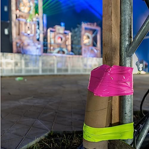 GRIP Eventbasics Neon Klebeband GT 571, fluoreszierendes Neon Gaffa Tape 50 mm x 25 m, feine Gewebestruktur, sehr hohe Klebkraft, 48h ablösbar, für Innen- und Außenbereich - neonpink
