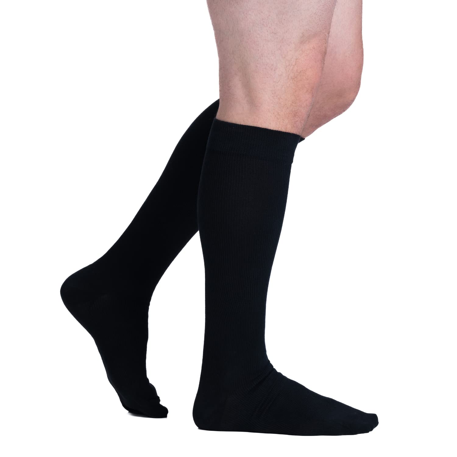 Mens and Womens USA Made Cotton Graduated Compression Socks 20-30 mmHg Firm Medical Quality Pressure Knee High Support - Circulation Travel